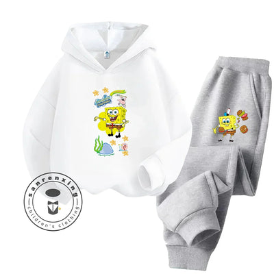 Ensemble Survêtement Bob L'Éponge - Blanc & Pantalon Gris