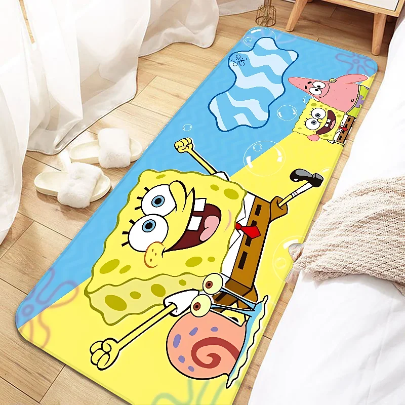 Tapis de sol Bob l'Éponge modèle Bob et Gary bord de mer posé dans une chambre