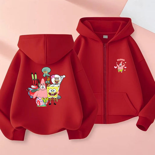 Sweatshirt mit Reißverschluss für Kinder SpongeBob Schwammkopf – Leuchtendes Rot