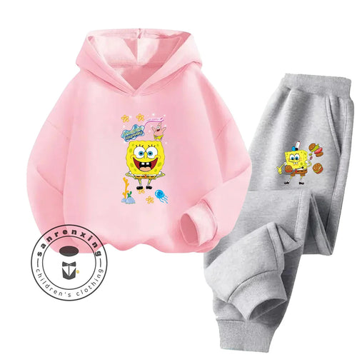 Ensemble Cocooning Bob L'Éponge - Rose & Pantalon Gris