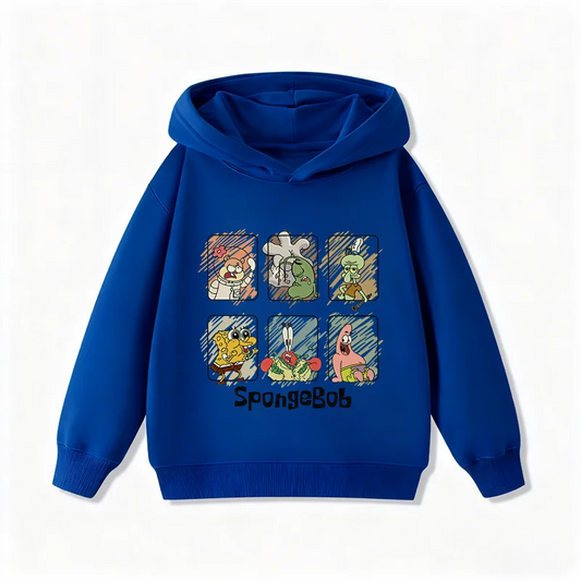 Blauer SpongeBob Hoodie – Comic-Strip (6 Ausdrücke)