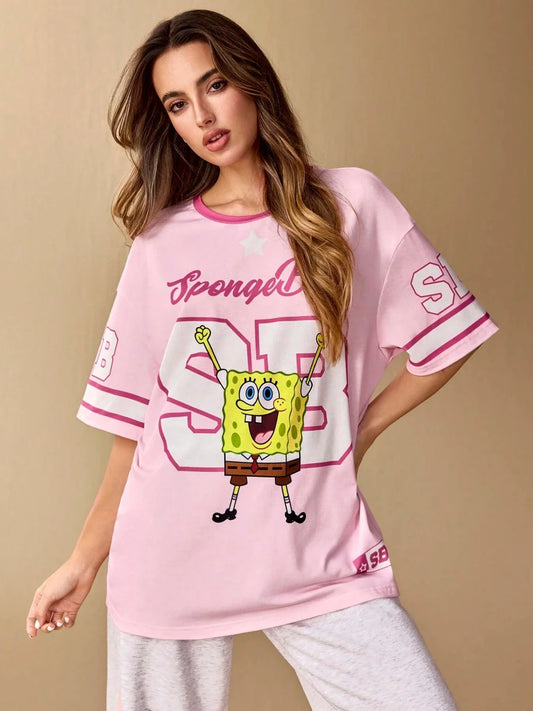 T-Shirt Spongebob Schwammkopf - Oversize Jersey Rosa