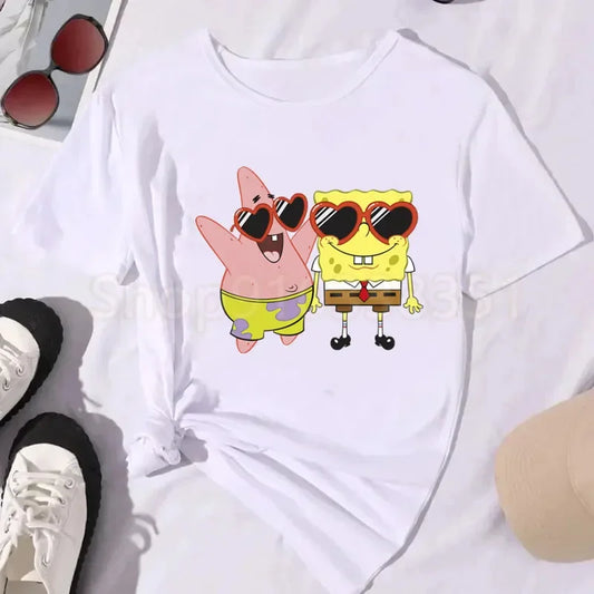 T-Shirt Blanc Bob L'Éponge - Mode Vacances (Lunettes)