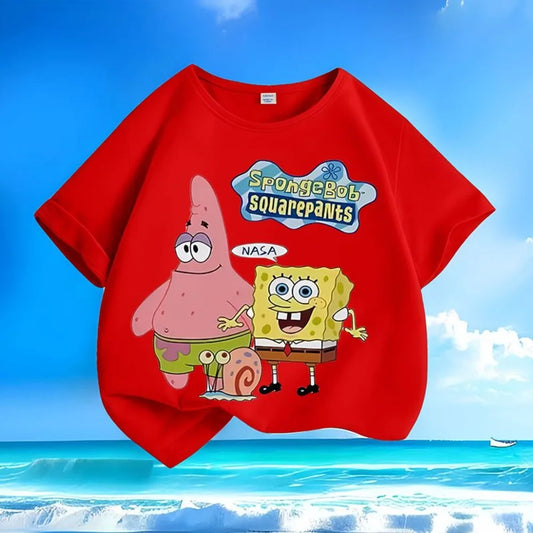 T-Shirt SpongeBob – Sommer-Duo Rot