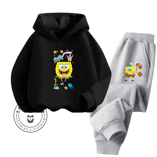 Ensemble Streetwear Bob L'Éponge - Noir & Pantalon Gris