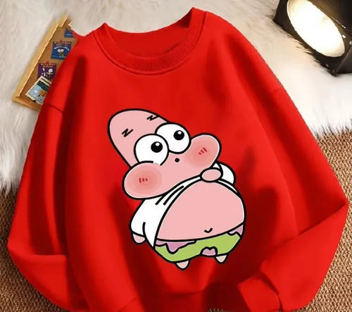 Red Patrick Sweatshirt - Fun Illustration