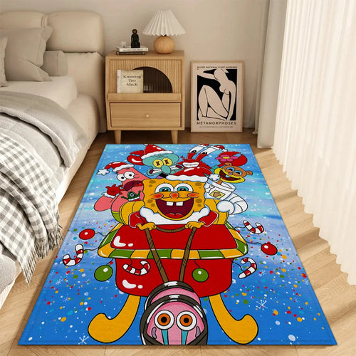 SpongeBob Schwammkopf Wohnzimmerteppich – Modell Bob im Weihnachtsschlitten