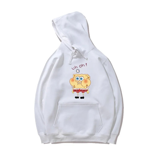 Hoodie Blanc Bob L'Éponge - Design Épuré
