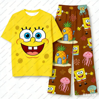 Langer Pyjama SpongeBob Schwammkopf – T-Shirt & Ananas-Hose Set