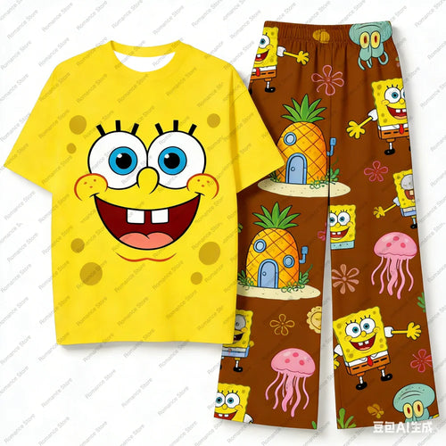 Langer Pyjama SpongeBob Schwammkopf – T-Shirt & Ananas-Hose Set