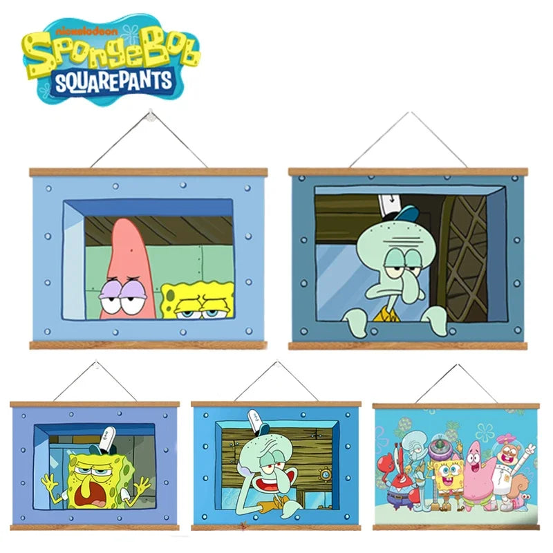 Tableau décoratif Bob l'Éponge : le trio de Bikini Bottom