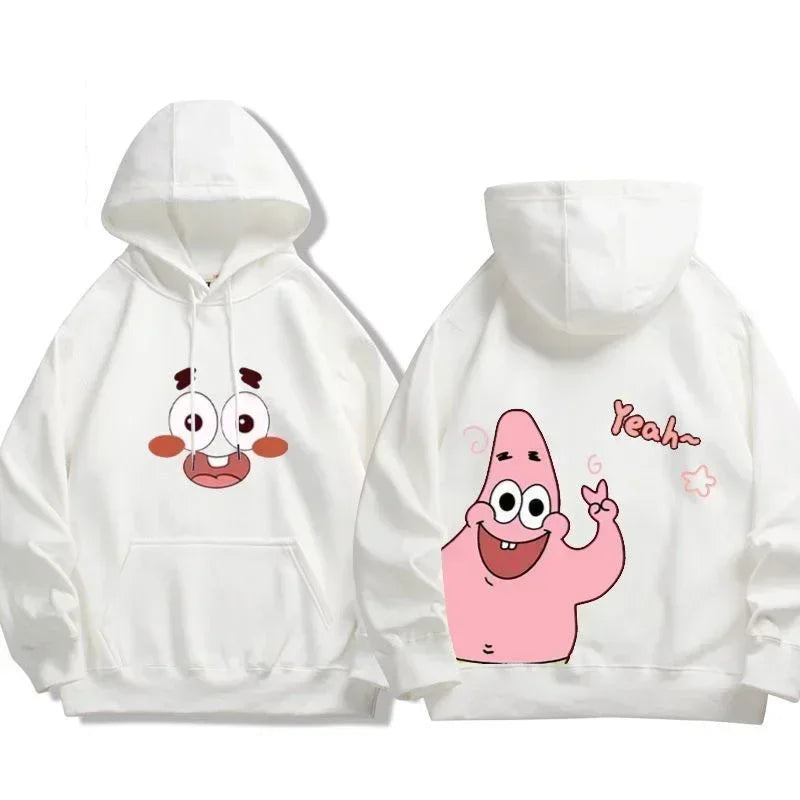 Sweat à Capuche Blanc Bob L'Éponge - Patrick Minimaliste