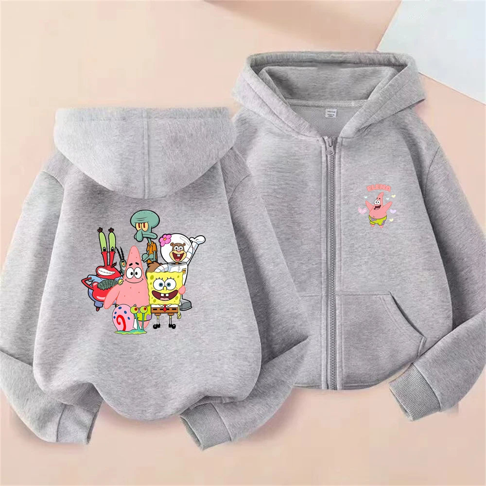 Veste Zippée Enfant Bob L'Éponge - Gris Chiné (La Bande)