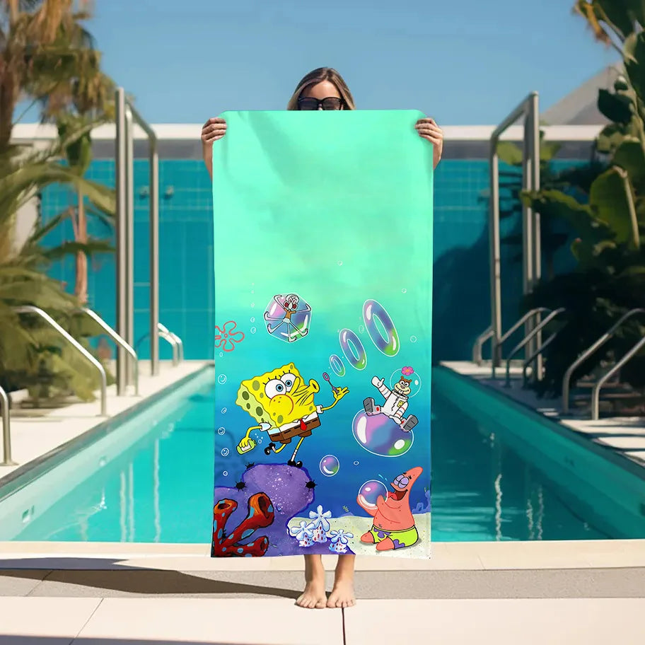Serviette de plage Bob l'Éponge : plongée sous-marine