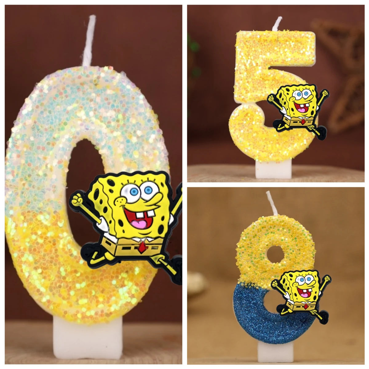 Spongebob Geburtstagskerze - Glitzernde Zahl