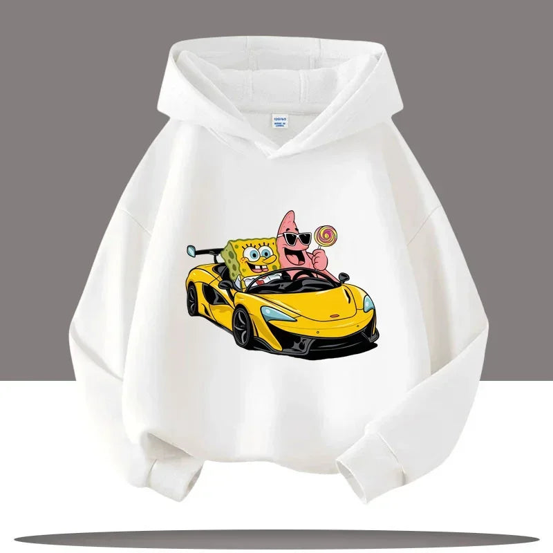 White SpongeBob Sweatshirt - Car Racing
