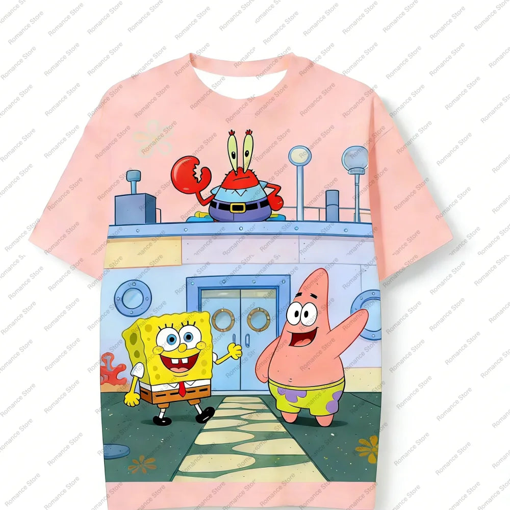T-Shirt 3D Bob L'Éponge - Devant le Crabe Croustillant