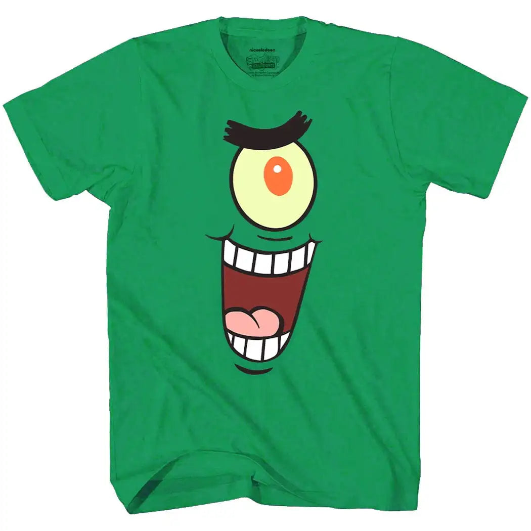 T-Shirt Homme Bob L'Éponge - Visage Plankton (Vert)