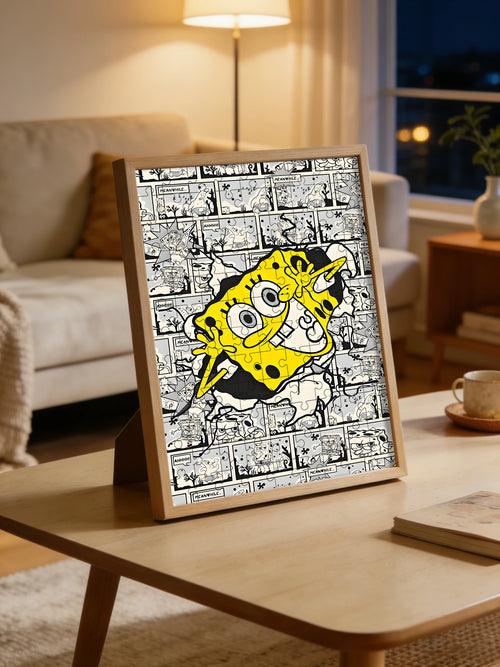 SpongeBob Puzzle - Manga-Stil Schwarz-Weiß