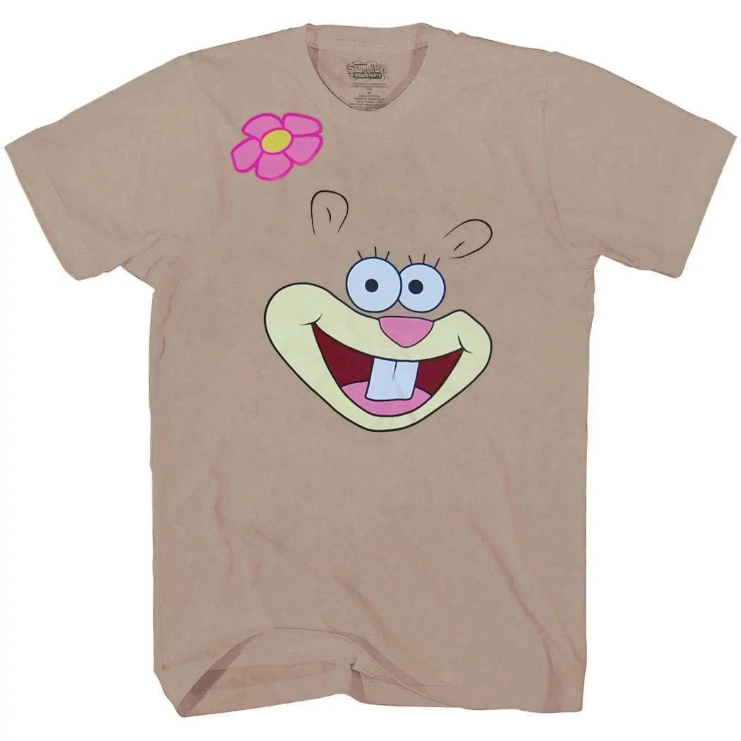 T-Shirt SpongeBob Schwammkopf – Sandy Eichhörnchen Gesicht (Beige)