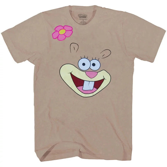 T-Shirt SpongeBob Schwammkopf – Sandy Eichhörnchen Gesicht (Beige)