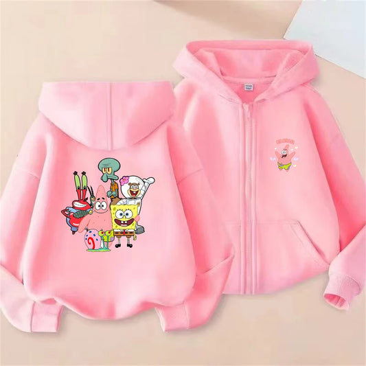 Mädchen-Kapuzenpullover SpongeBob Schwammkopf – Bonbonrosa