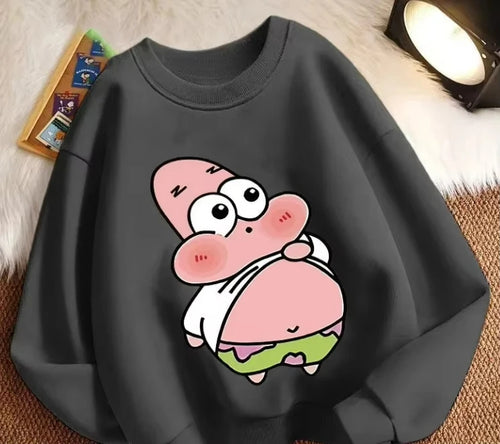 Charcoal Gray Sweatshirt Patrick - Too Much Food (Funny)